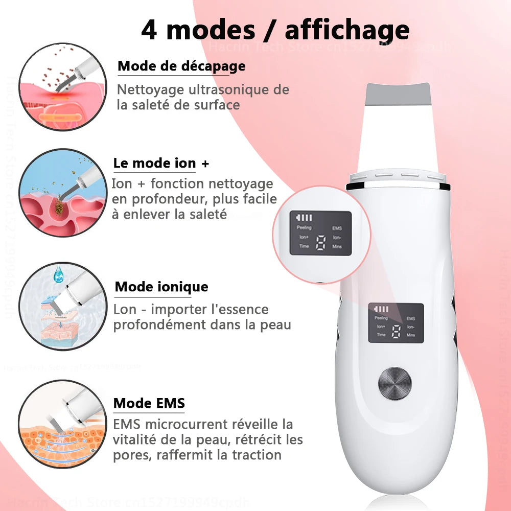 Nettoyeur de Peau Ultrasonique 3-en-1 – Points Noirs, Nettoyage Profond & Massage Liftant