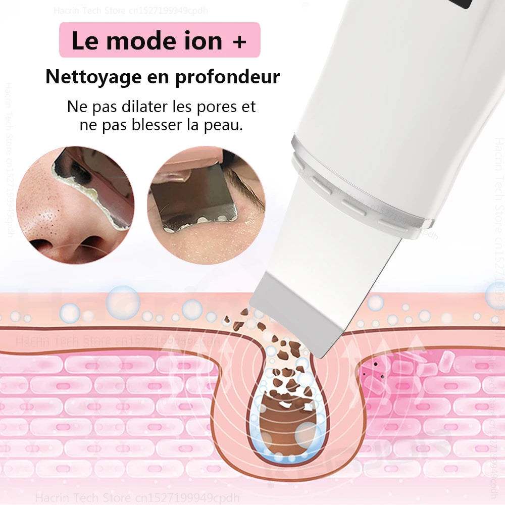Nettoyeur de Peau Ultrasonique 3-en-1 – Points Noirs, Nettoyage Profond & Massage Liftant